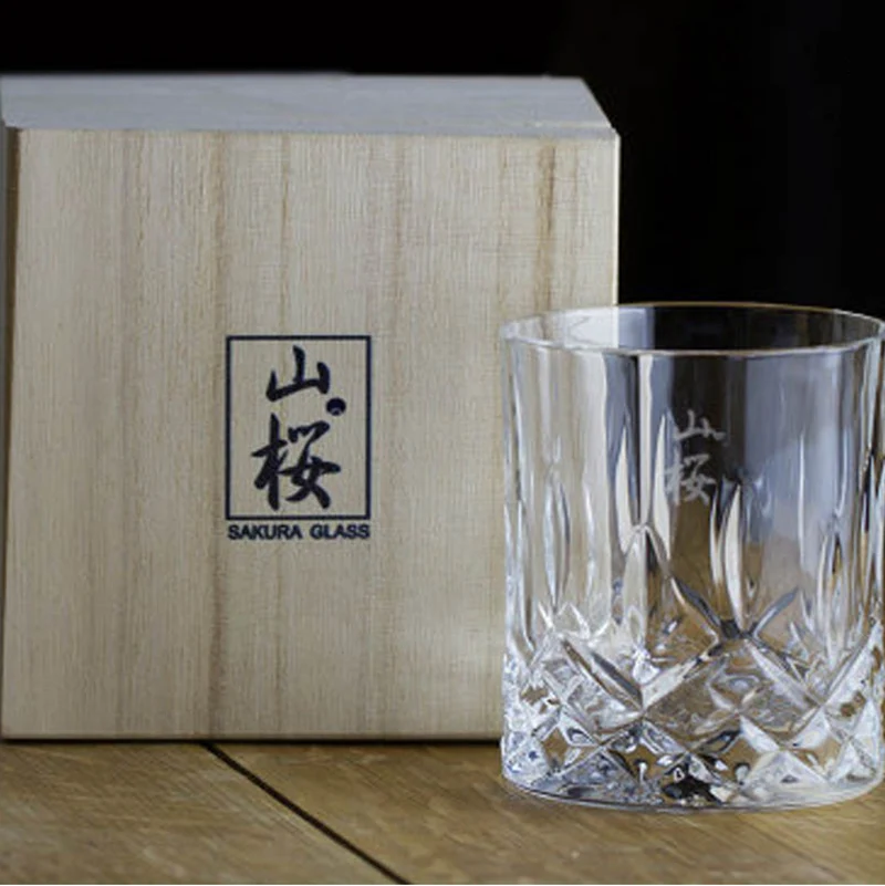 Japans Whiskyglas met Kersenbloesem Reliëf 320ml Hittebestendig Glas voor Whisky Cocktails Cognac Premium Drinkglas Traditioneel Handwerk Stijlvol Cadeau | Sansoti