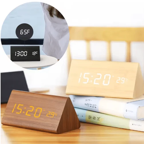 LED Houten Wekker met Spraakactivatie & Minimalistisch Design – Sansoti