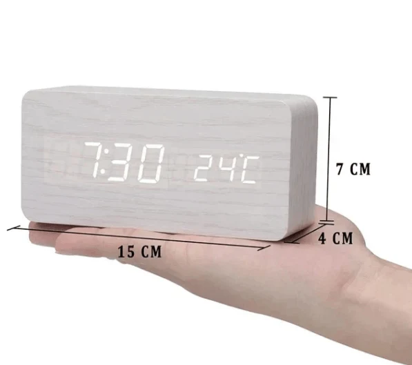 LED Houten Wekker met Spraakactivatie & Minimalistisch Design – Sansoti