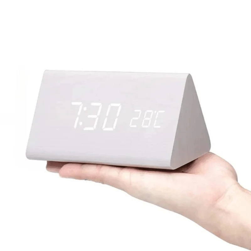 LED Houten Wekker met Spraakactivatie & Minimalistisch Design – Sansoti