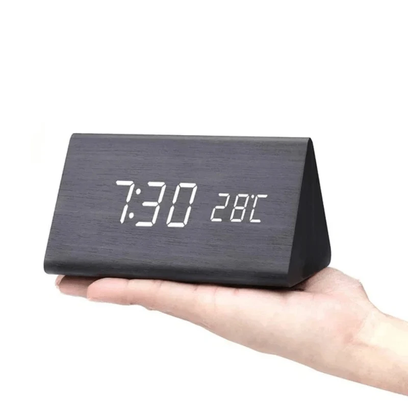 LED Houten Wekker met Spraakactivatie & Minimalistisch Design – Sansoti