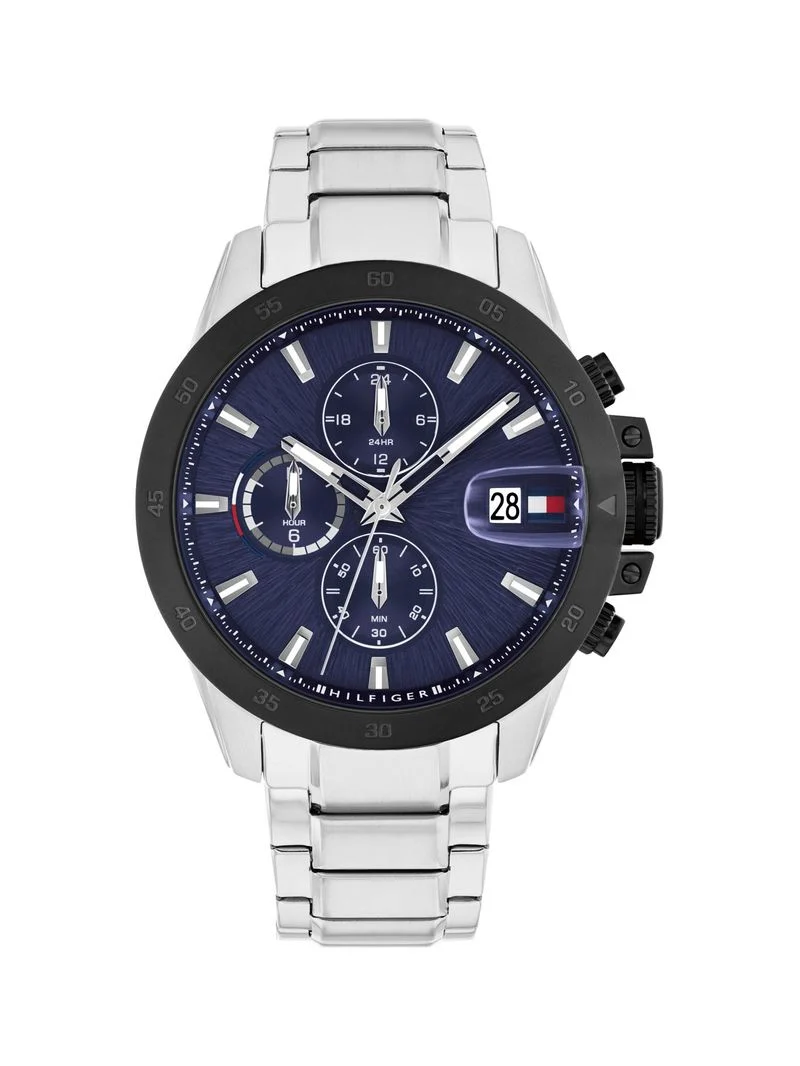 Tommy Hilfiger 1792198 Herrenuhr Silber • Texturiertes Zifferblatt mit Datum • 5 BAR Wasserdicht