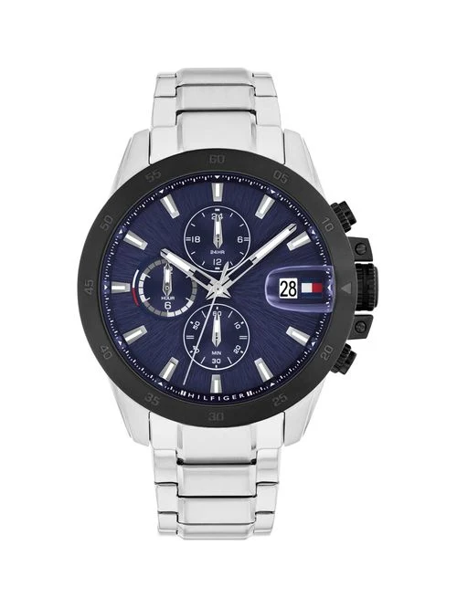 Tommy Hilfiger 1792198 Herrenuhr Silber • Texturiertes Zifferblatt mit Datum • 5 BAR Wasserdicht