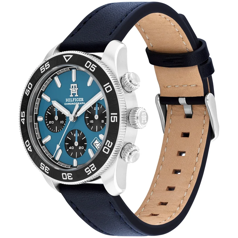 Tommy Hilfiger TH85 1792187 Herren • Chronograph • Blaues Lederarmband
