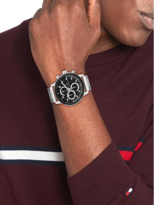 Tommy Hilfiger TH85 1792186 Herren Armbanduhr Silber • Chronograph mit Datumsanzeige • 5 BAR Wasserdicht
