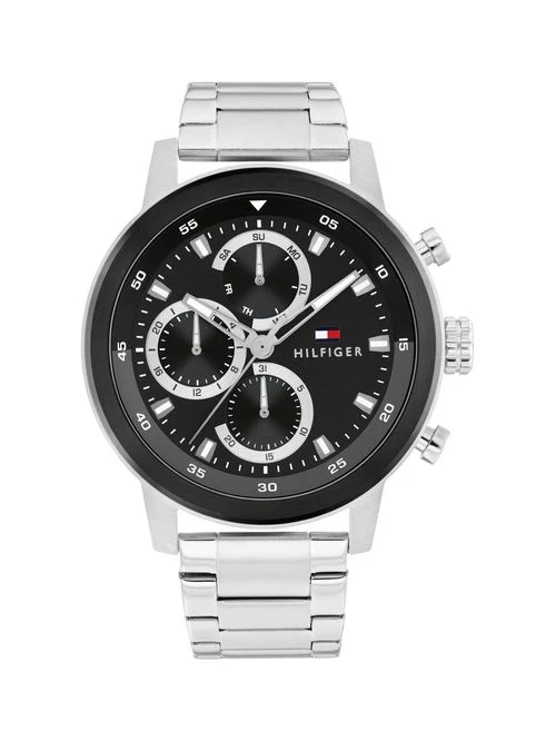 Tommy Hilfiger TH85 1792186 Herren Armbanduhr Silber • Chronograph mit Datumsanzeige • 5 BAR Wasserdicht