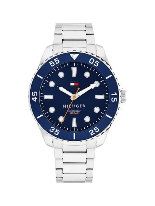 Tommy Hilfiger TH85 1792186 Herren Armbanduhr Silber • Chronograph mit Datumsanzeige • 5 BAR Wasserdicht