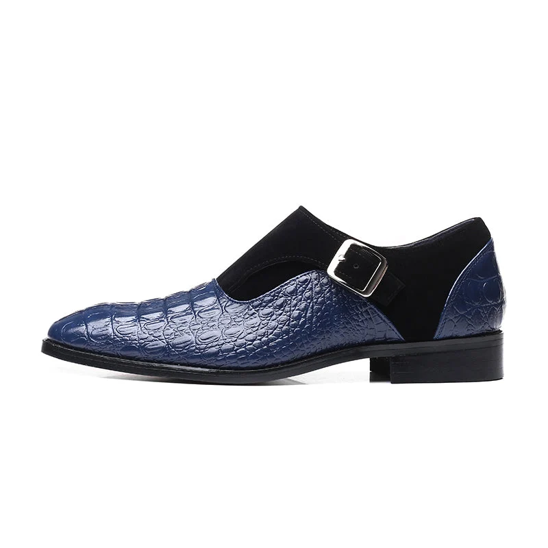 Heren Lage Schoenen met Slangenleerprint in Blauw – Waterafstotend & Krasbestendig voor Formele Gelegenheden | Sansoti