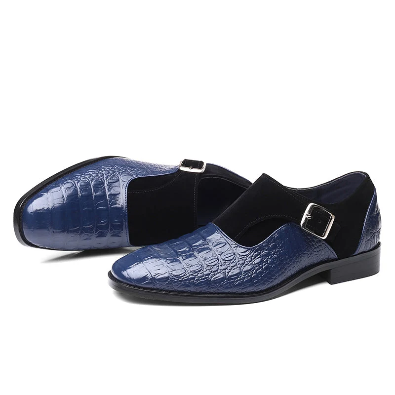 Heren Lage Schoenen met Slangenleerprint in Blauw – Waterafstotend & Krasbestendig voor Formele Gelegenheden | Sansoti
