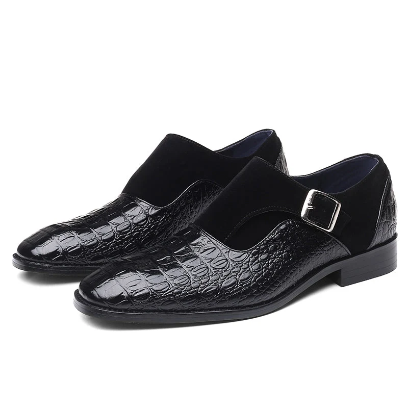 Heren Veterschoenen met Slangenleerstructuur Zwart Elegant Formeel Design Zakelijk Feestelijk Stijlvol | Sansoti