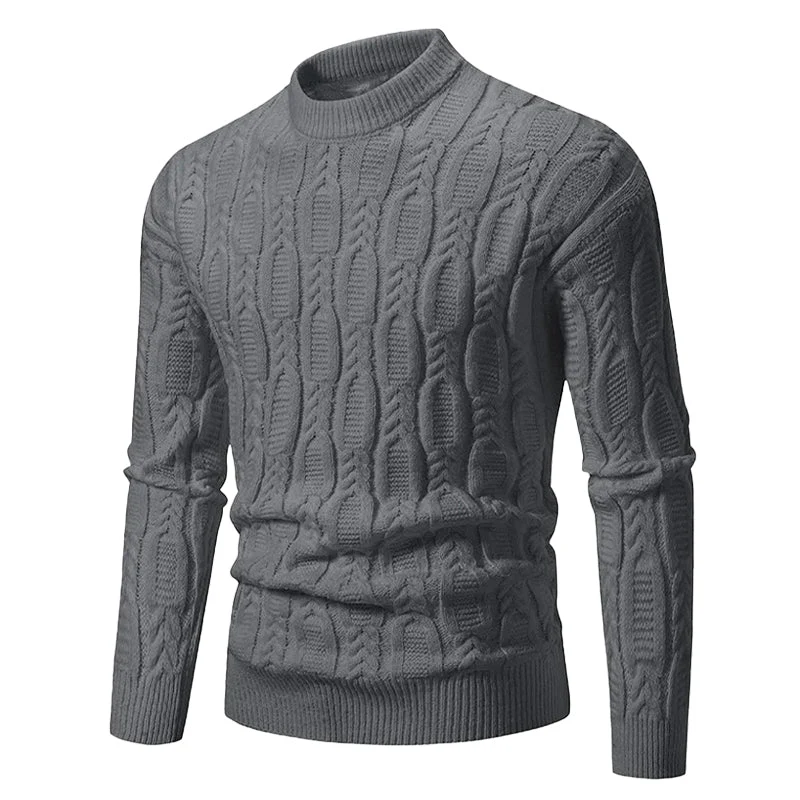 Gebreide Heren Trui met Kabelmotief Ronde Hals Geribd Boordwerk Casual Winterkleding Gestructureerd Warm | Sansoti