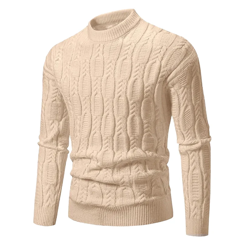 Gebreide Heren Trui met Kabelmotief Ronde Hals Geribd Boordwerk Casual Winterkleding Gestructureerd Warm | Sansoti