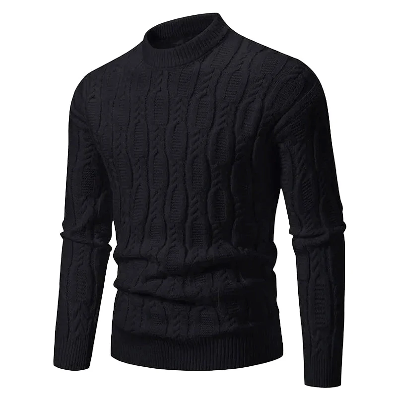 Gebreide Heren Trui met Kabelmotief Ronde Hals Geribd Boordwerk Casual Winterkleding Gestructureerd Warm | Sansoti