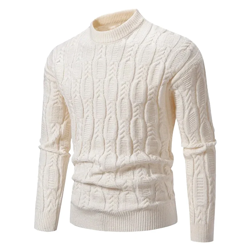 Gebreide Heren Trui met Kabelmotief Ronde Hals Geribd Boordwerk Casual Winterkleding Gestructureerd Warm | Sansoti