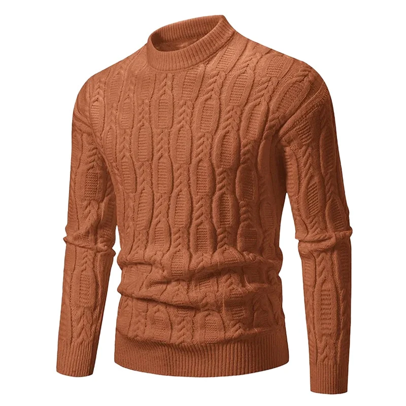 Gebreide Heren Trui met Kabelmotief Ronde Hals Geribd Boordwerk Casual Winterkleding Gestructureerd Warm | Sansoti