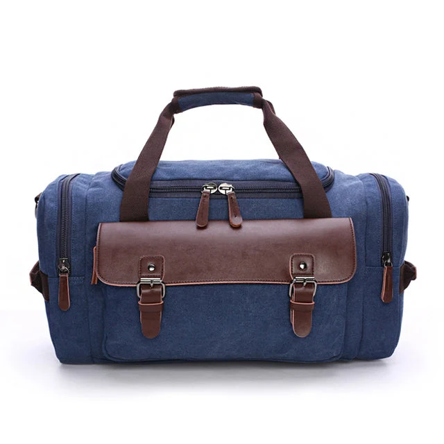 Ruime Reistas van Leer en Canvas - Waterdicht - Blauw - Duurzaam voor Werk en Weekendtrips - Stijlvol | Sansoti