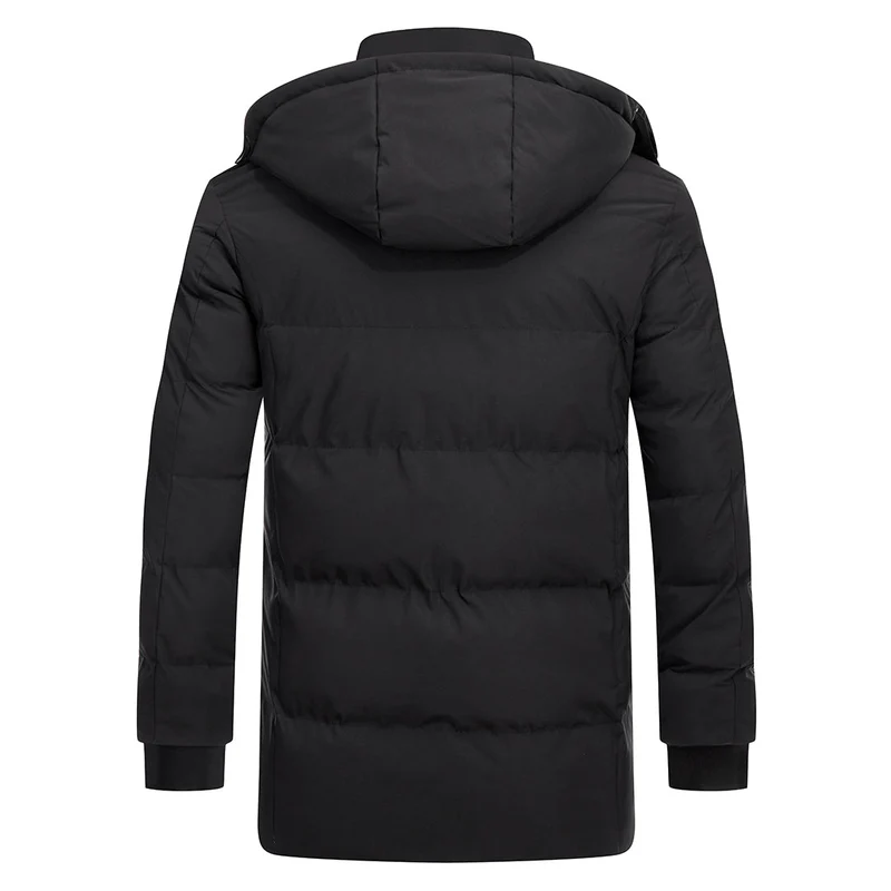 Gewatteerde Winterparka Heren Waterafstotend Afneembare Capuchon Donsblauw Zwart Warme Outdoor Winterjas | Sansoti