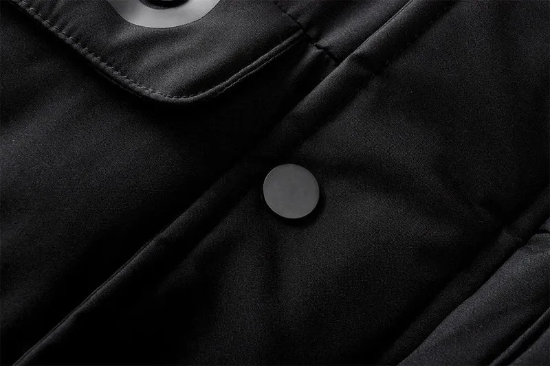 Gewatteerde Winterparka Heren Waterafstotend Afneembare Capuchon Donsblauw Zwart Warme Outdoor Winterjas | Sansoti