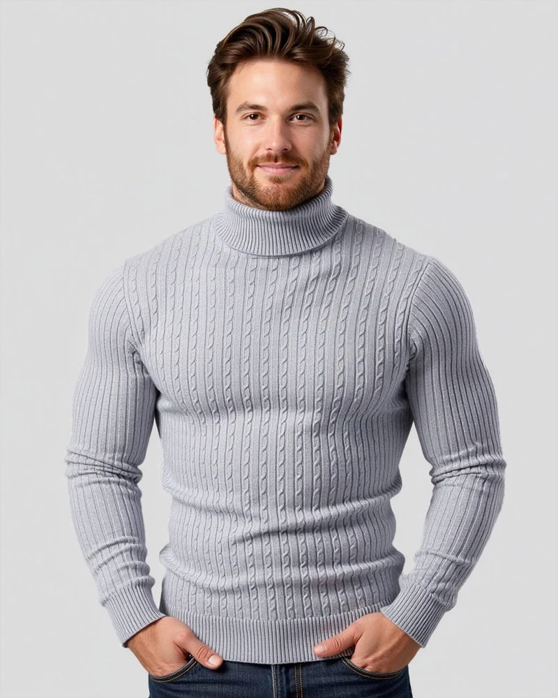 Coltrui met Kabelpatroon – Geribbelde Col – Tijdloze Elegantie – Gestructureerde Mouwen – Dames Trui | Sansoti