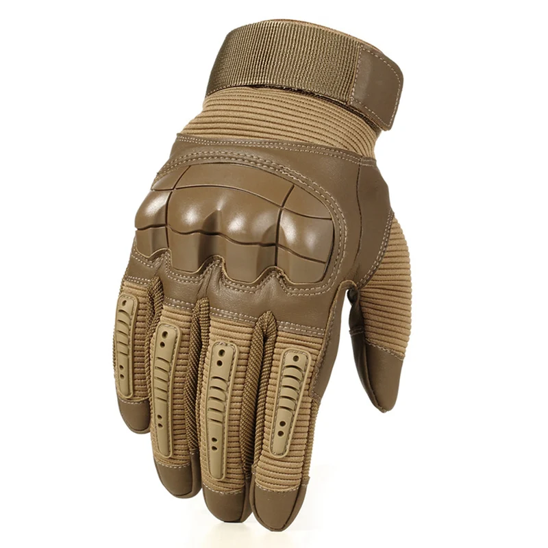 Tactische Handschoenen Kunstleer Katoen Khaki Outdoor Camping Werk Bescherming Vingergrip Veiligheid | Sansoti