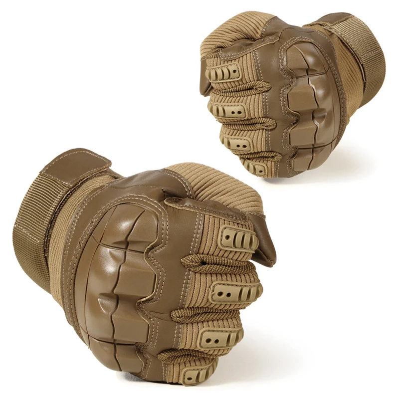 Tactische Handschoenen Kunstleer Katoen Khaki Outdoor Camping Werk Bescherming Vingergrip Veiligheid | Sansoti