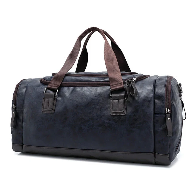 Leren Reistas Donkerblauw Weekendtas Handbagage Waterdicht PU-Leer Duurzaam Sporttas voor Werk Reizen Weekend | Sansoti