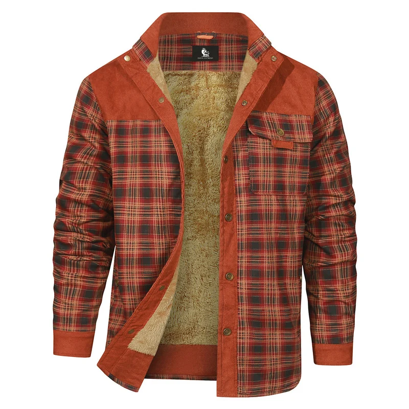 Gevoerde Overhemdjack Heren Geruit Flanel Tussenjas Vintage Rood Grijs Zwart Herfst Winter Warm Casual | Sansoti