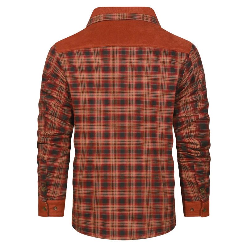 Gevoerde Overhemdjack Heren Geruit Flanel Tussenjas Vintage Rood Grijs Zwart Herfst Winter Warm Casual | Sansoti