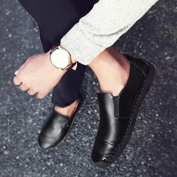 Leren Mocassins Waterbestendig Comfortabel Casual Dames Heren Schoenen Verschillende Maten Zwart Instappers | Sansoti