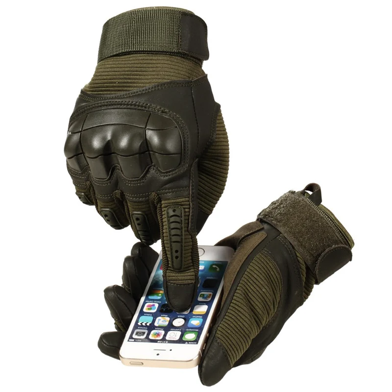 Tactische Handschoenen Leer Katoen Outdoor Groen Survival Klussen Tuin Werkhandschoenen Anti-Slip Grip S M L XL | Sansoti