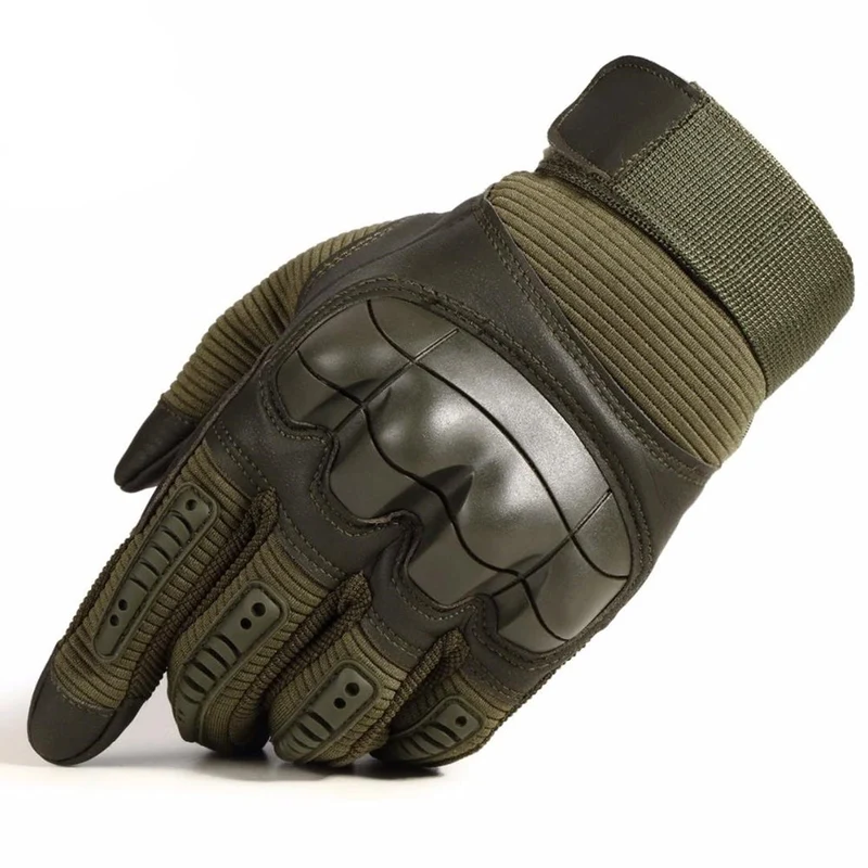 Tactische Handschoenen Leer Katoen Outdoor Groen Survival Klussen Tuin Werkhandschoenen Anti-Slip Grip S M L XL | Sansoti