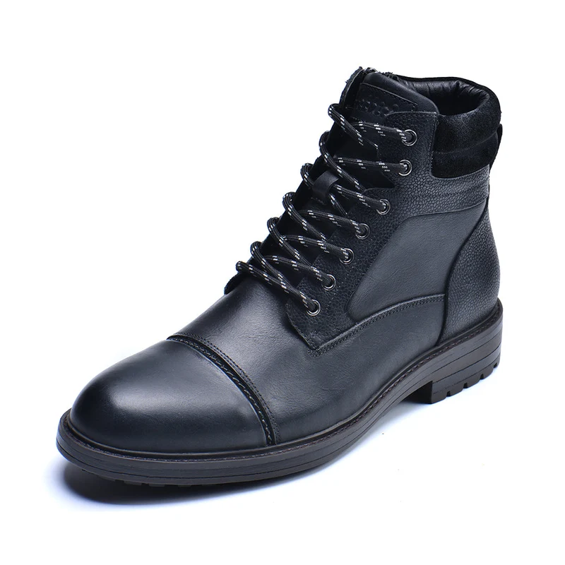 Leren Heren Boots Zwart Bruin Waterdicht met Verstevigde Zool Comfortabel voor Dagelijks Werk Wandelen | Sansoti