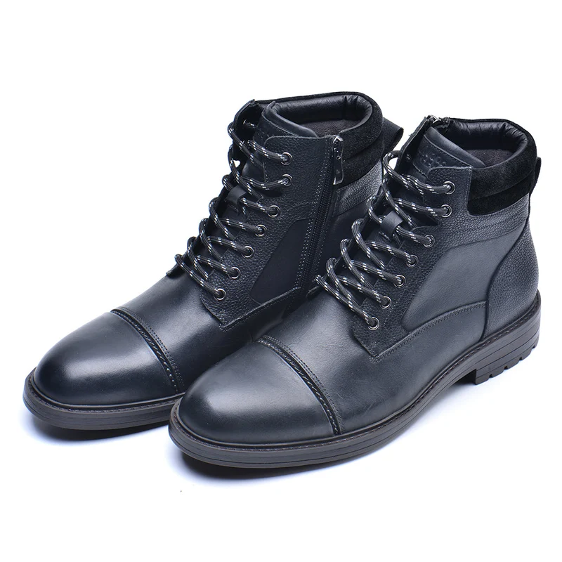 Leren Heren Boots Zwart Bruin Waterdicht met Verstevigde Zool Comfortabel voor Dagelijks Werk Wandelen | Sansoti