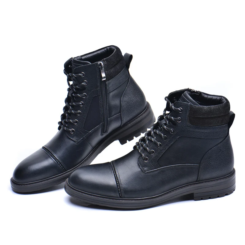 Leren Heren Boots Zwart Bruin Waterdicht met Verstevigde Zool Comfortabel voor Dagelijks Werk Wandelen | Sansoti
