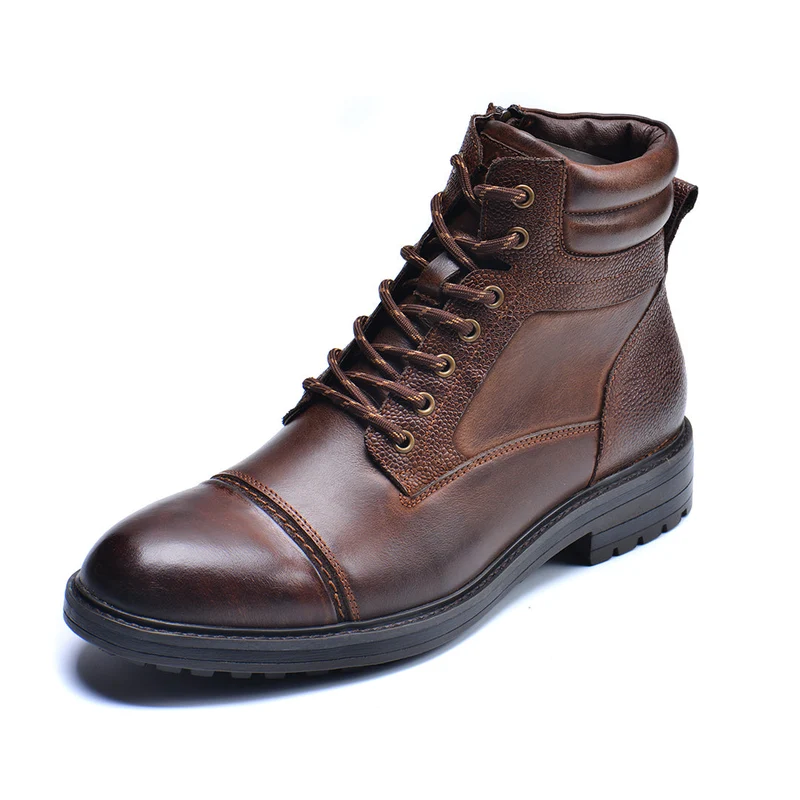 Leren Heren Boots Zwart Bruin Waterdicht met Verstevigde Zool Comfortabel voor Dagelijks Werk Wandelen | Sansoti