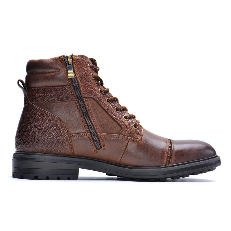 Leren Heren Boots Zwart Bruin Waterdicht met Verstevigde Zool Comfortabel voor Dagelijks Werk Wandelen | Sansoti