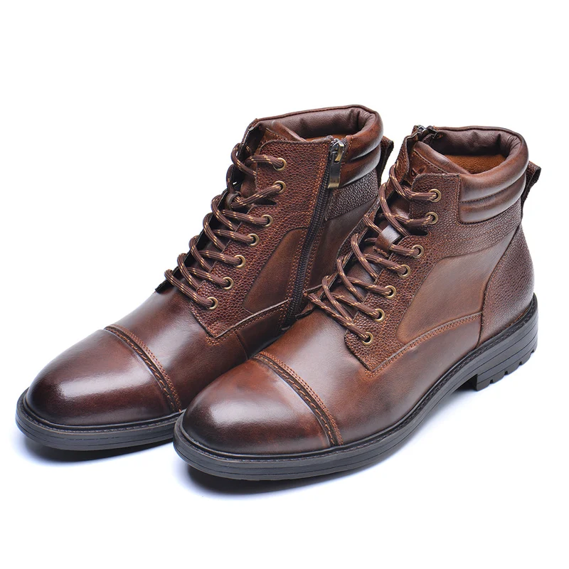 Leren Heren Boots Zwart Bruin Waterdicht met Verstevigde Zool Comfortabel voor Dagelijks Werk Wandelen | Sansoti
