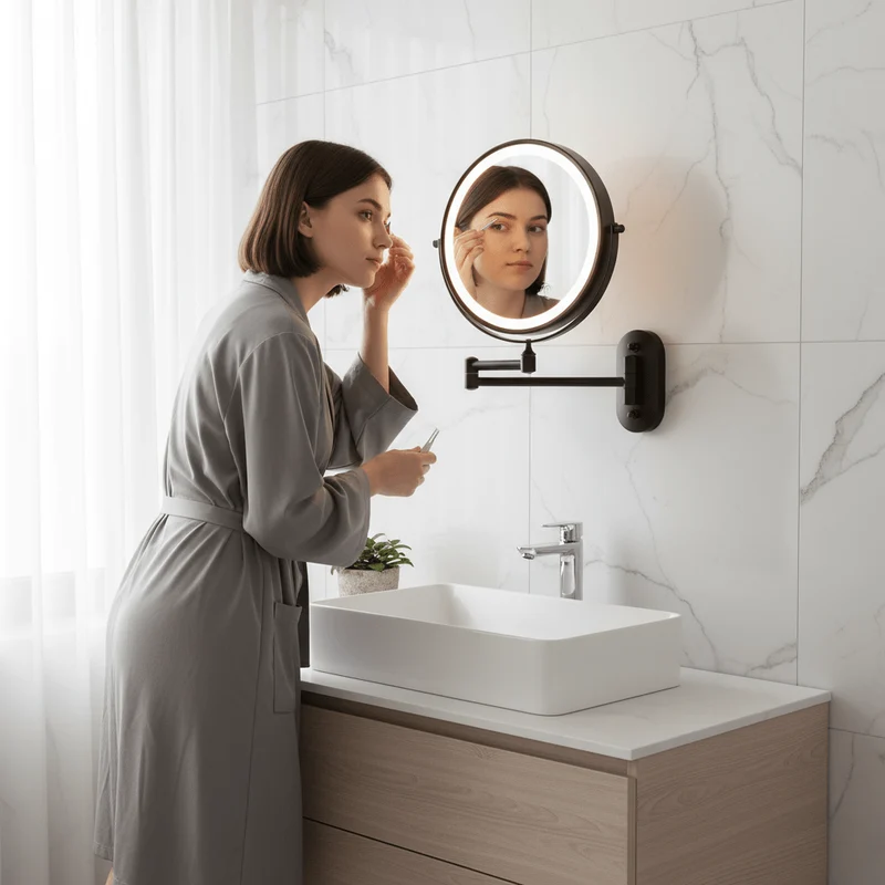 Vergrotende Spiegel LED Oplaadbaar Dimbaar Make-up Badkamer Cosmeticaspiegel Rond 20cm | Sansoti