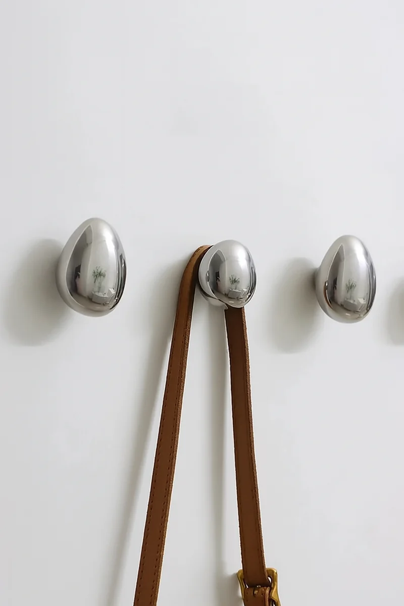 Wandhaak Druppel Chroom Keramiek Zilver Set 2 Stuks Hal Badkamer Modern | Sansoti