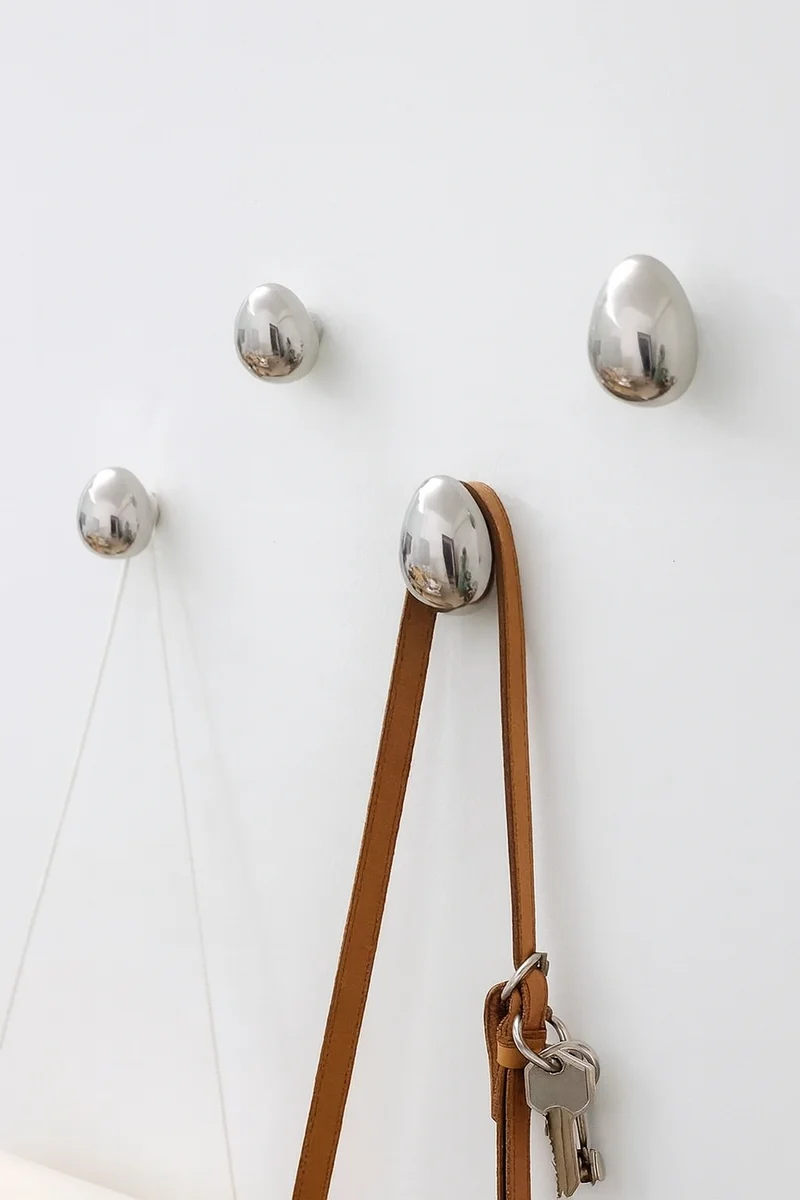 Wandhaak Druppel Chroom Keramiek Zilver Set 2 Stuks Hal Badkamer Modern | Sansoti
