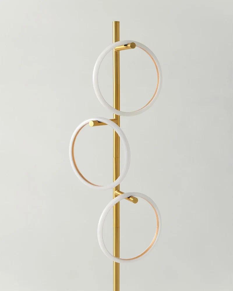 Vloerlamp Ring LED Dimbaar Goud Metaal 3 Lichtkringen Modern | Sansoti