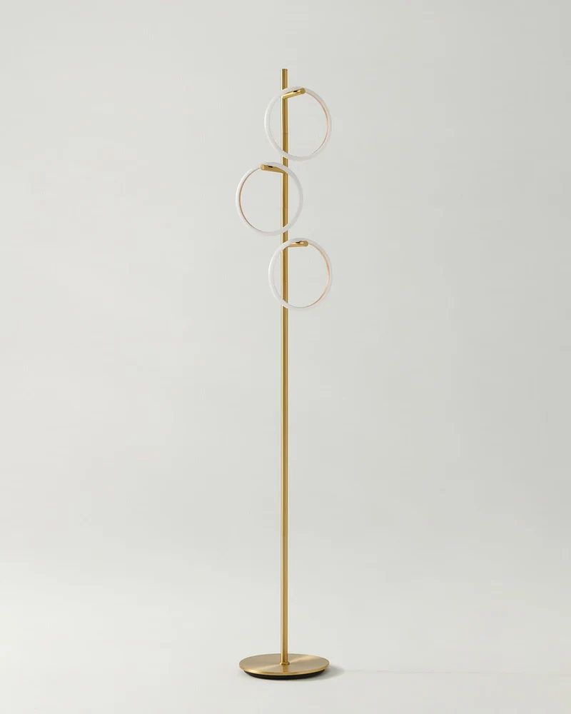 Vloerlamp Ring LED Dimbaar Goud Metaal 3 Lichtkringen Modern | Sansoti