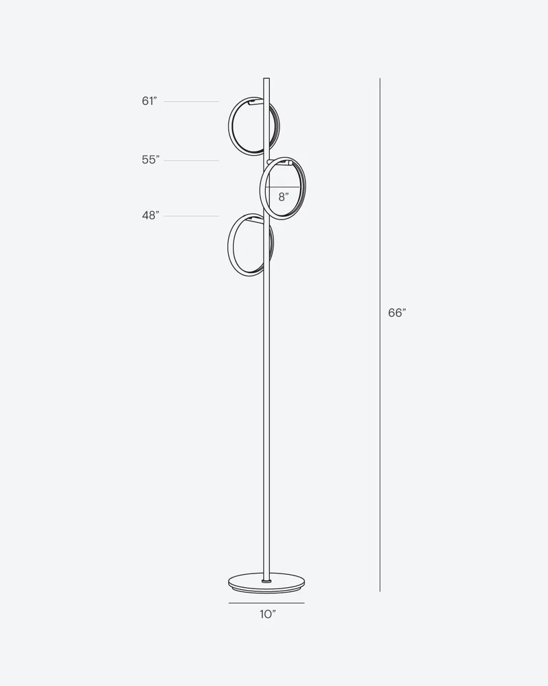 Vloerlamp Ring LED Dimbaar Goud Metaal 3 Lichtkringen Modern | Sansoti
