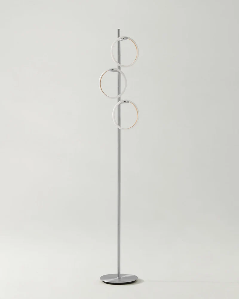 Vloerlamp Ring LED Dimbaar Goud Metaal 3 Lichtkringen Modern | Sansoti