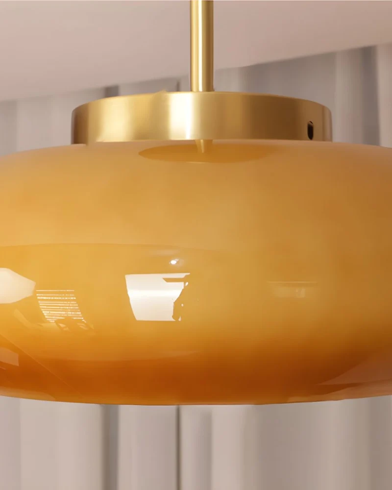Hanglamp Glas Goud 40cm E27 Amber Wit Modern Design | Sansoti