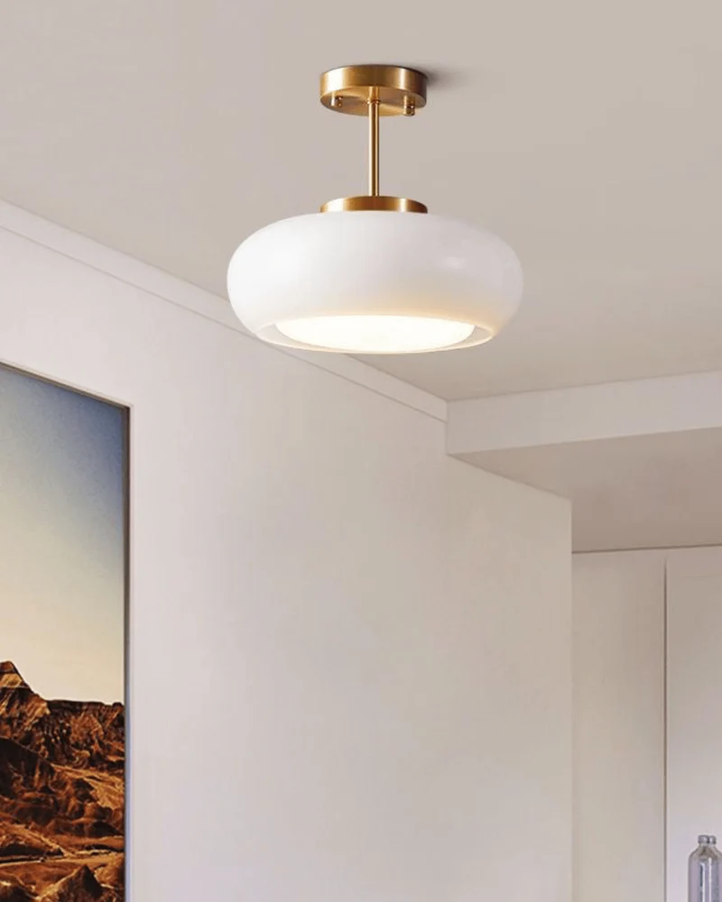 Hanglamp Glas Goud 40cm E27 Amber Wit Modern Design | Sansoti
