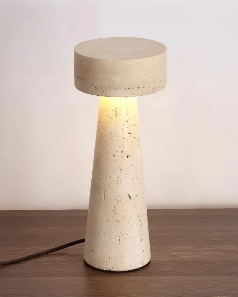 Tafellamp Travertin Natuursteen Kolom Design 30cm Beige Sfeerverlichting | Sansoti