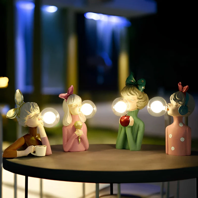 Tafellamp Meisje Bubble LED Design 25-36cm USB Sfeerverlichting | Sansoti