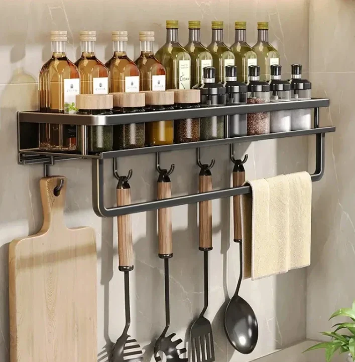 Wandrek Keuken Metaal Met Handdoekhouder 30-50cm Muur Organizer | Sansoti