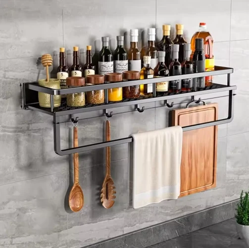 Wandrek Keuken Metaal Met Handdoekhouder 30-50cm Muur Organizer | Sansoti